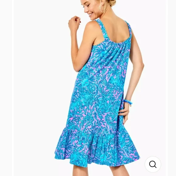 Lilly Pulitzer Collins Tank Dress Size Medium Knee Length Blue Pink - Picture 3 of 14